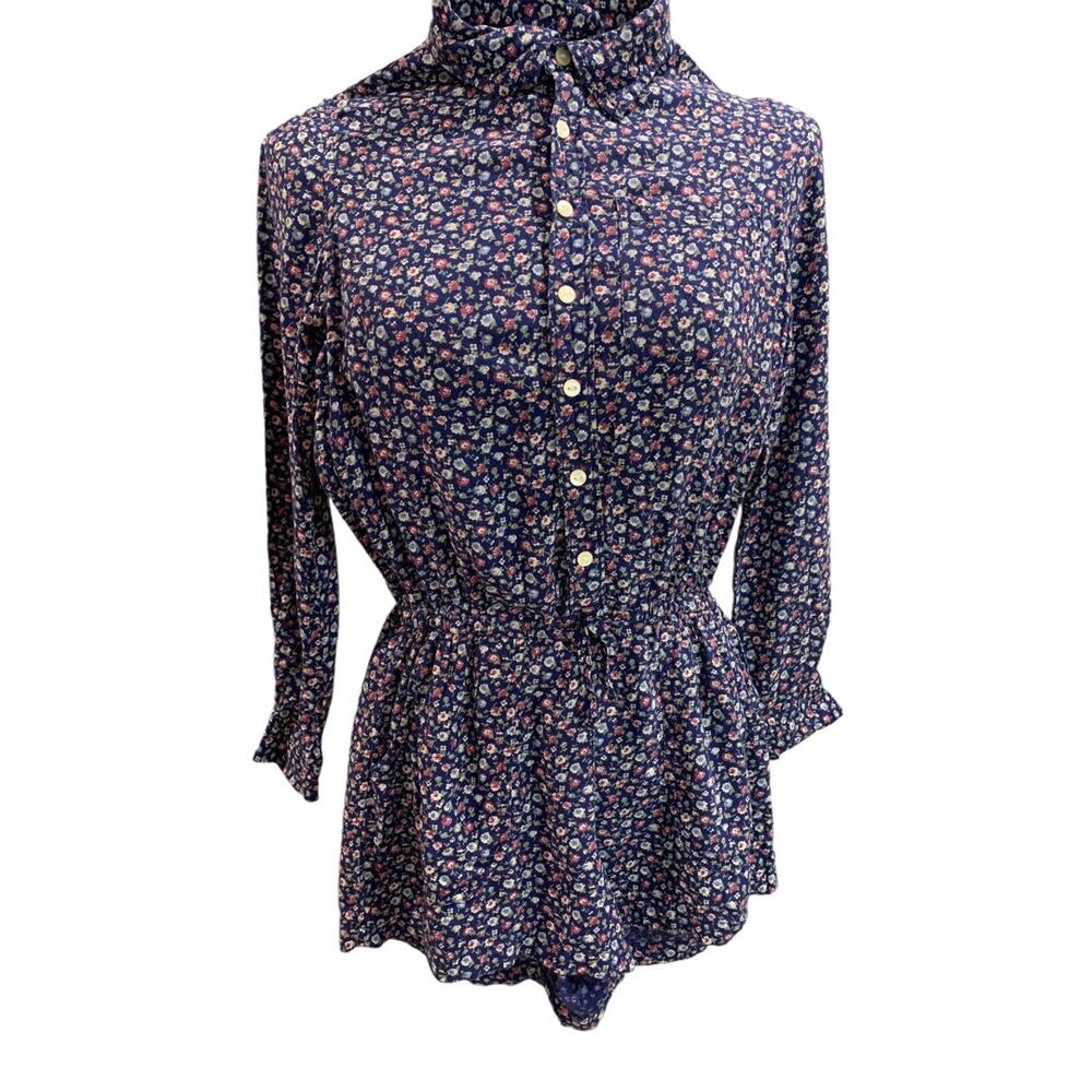 Size 10 Polo Ralph Lauren Girls Blue Floral Romper Long Sleeve